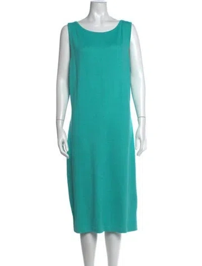 Pre-owned St John Wool Midi Length Dress In Blue
