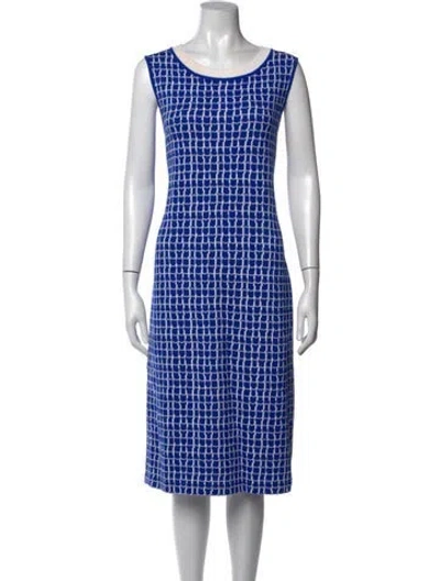 Pre-owned St John Wool Midi Length Dress In Blue