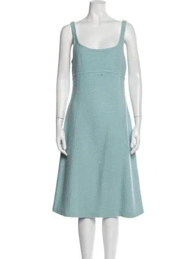Pre-owned St John Wool Midi Length Dress In Blue