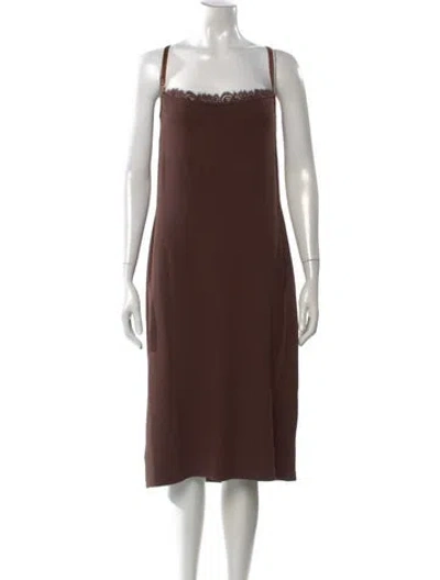 Pre-owned St John Wool Midi Length Dress In Brown
