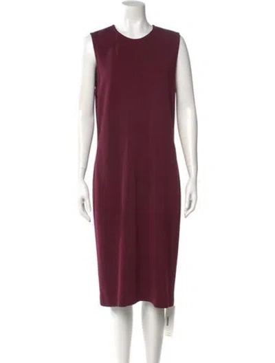 Pre-owned St John Wool Midi Length Dress In Burgundy