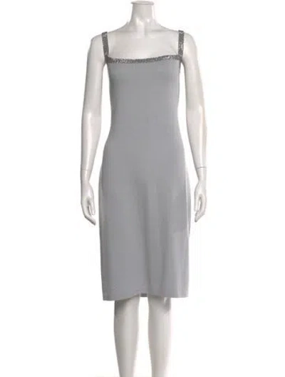 Pre-owned St John Wool Midi Length Dress In Gray