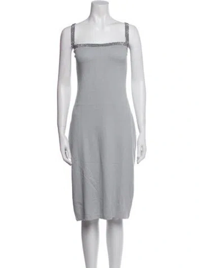 Pre-owned St John Wool Midi Length Dress In Gray