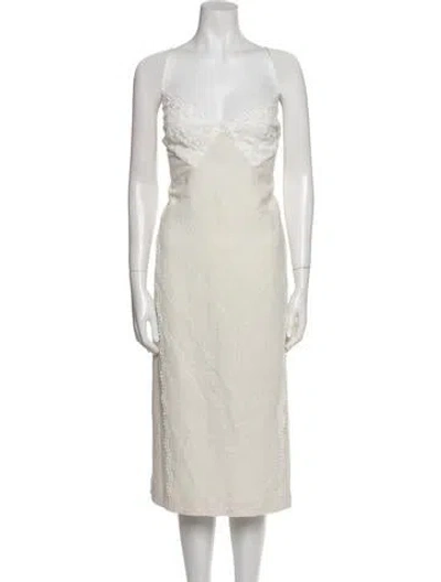 Pre-owned St John Wool Midi Length Dress In Gray
