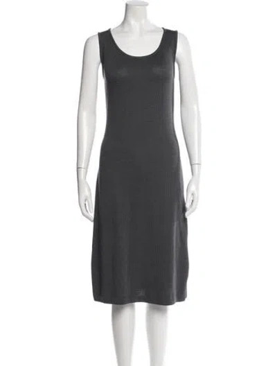 Pre-owned St John Wool Midi Length Dress In Gray