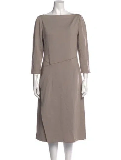 Pre-owned St John Wool Midi Length Dress In Gray