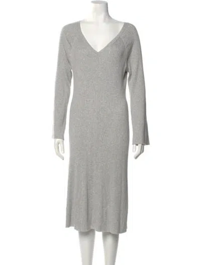 Pre-owned St John Wool Midi Length Dress In Gray