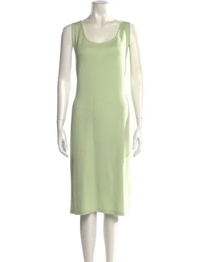 Pre-owned St John Wool Midi Length Dress In Green