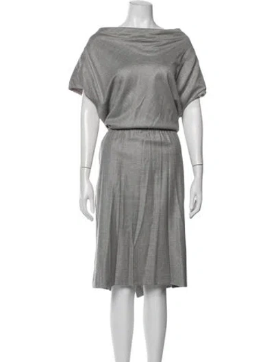 Pre-owned St John Wool Midi Length Dress In Grey
