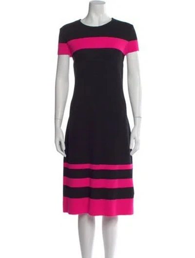 Pre-owned St John Wool Midi Length Dress In Multi