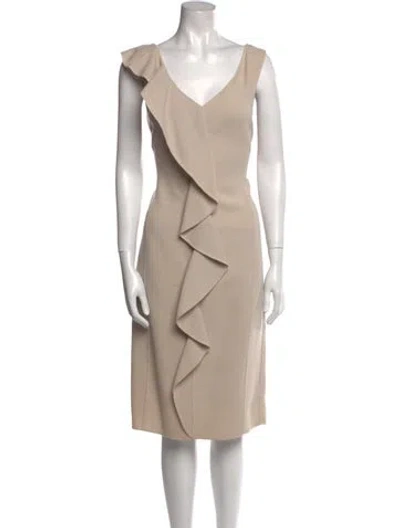 Pre-owned St John Wool Midi Length Dress In Neutral