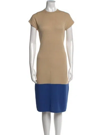 Pre-owned St John Wool Midi Length Dress In Neutral