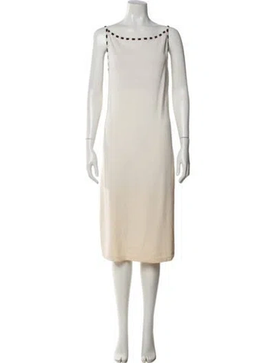 Pre-owned St John Wool Midi Length Dress In Neutral