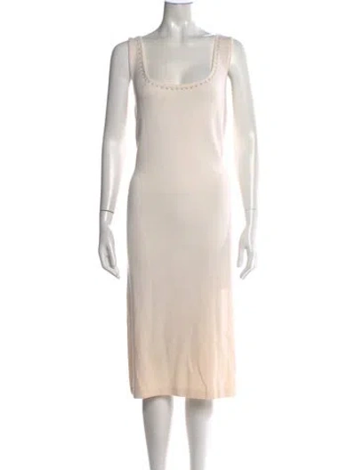Pre-owned St John Wool Midi Length Dress In Neutrals