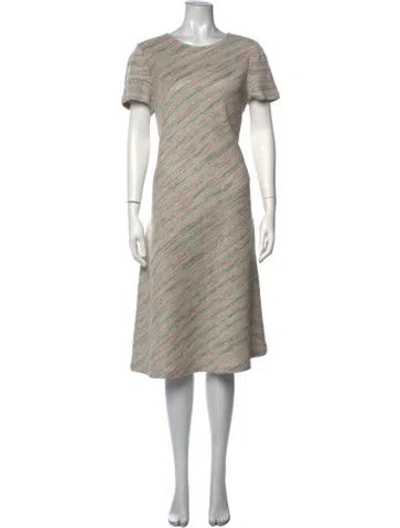 Pre-owned St John Wool Midi Length Dress In Neutrals