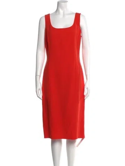 Pre-owned St John Wool Midi Length Dress In Orange
