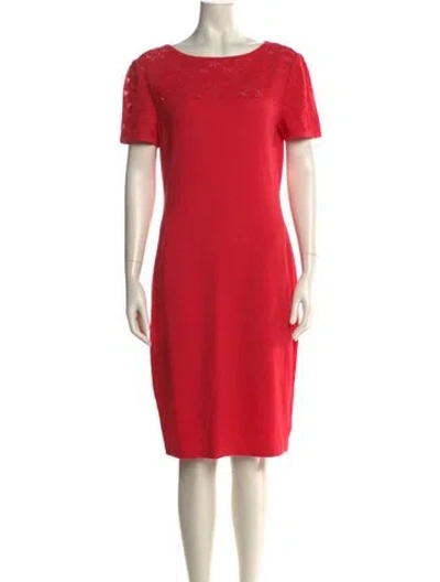 Pre-owned St John Wool Midi Length Dress In Pink