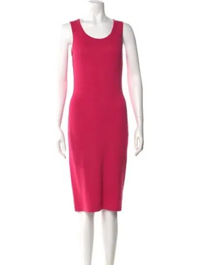 Pre-owned St John Wool Midi Length Dress In Pink