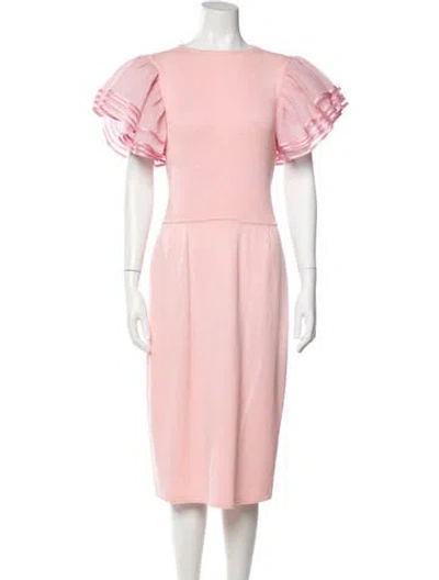 Pre-owned St John Wool Midi Length Dress In Pink