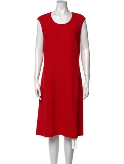 Pre-owned St John Wool Midi Length Dress In Red