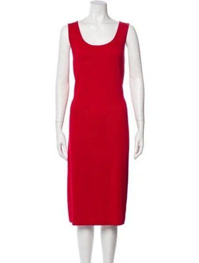 Pre-owned St John Wool Midi Length Dress W/ Tags In Red