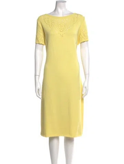 Pre-owned St John Wool Midi Length Dress In Yellow
