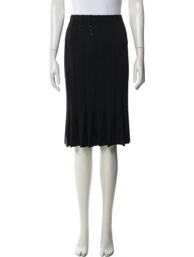 Pre-owned St John Wool Midi Length Skirt In Black