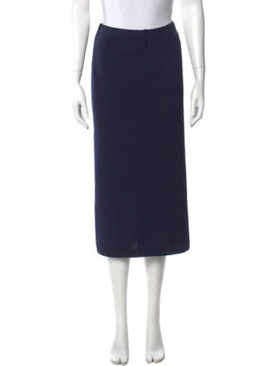 Pre-owned St John Wool Midi Length Skirt In Blue