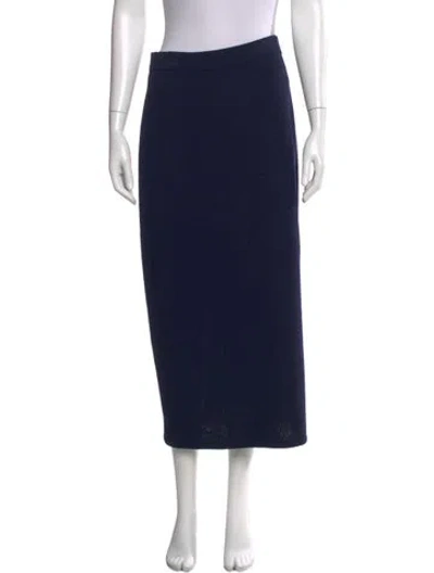 Pre-owned St John Wool Midi Length Skirt In Blue