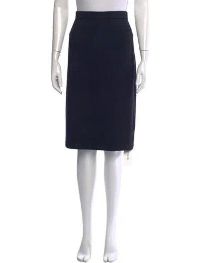 Pre-owned St John Wool Midi Length Skirt In Blue