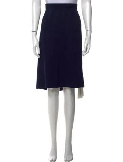 Pre-owned St John Wool Midi Length Skirt In Blue