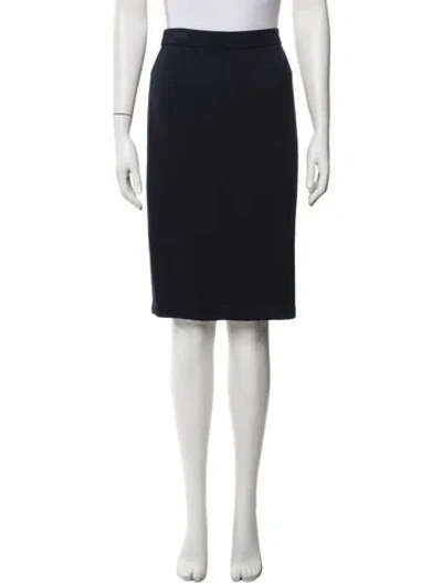 Pre-owned St John Wool Midi Length Skirt In Blue