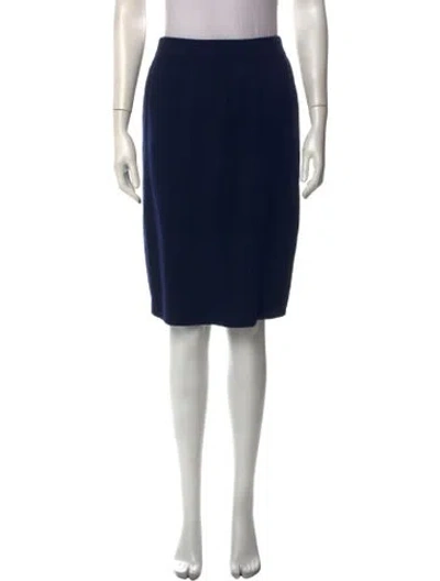 Pre-owned St John Wool Midi Length Skirt In Blue