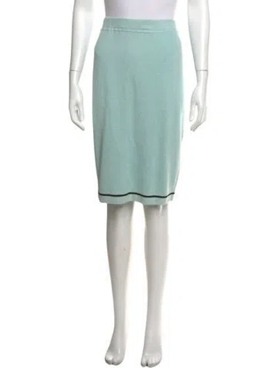Pre-owned St John Wool Midi Length Skirt In Blue/green