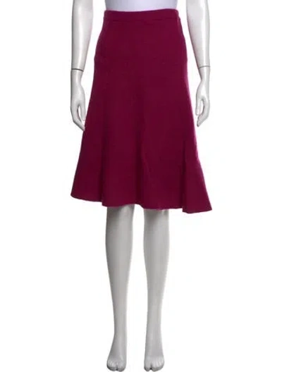 Pre-owned St John Wool Midi Length Skirt In Burgundy