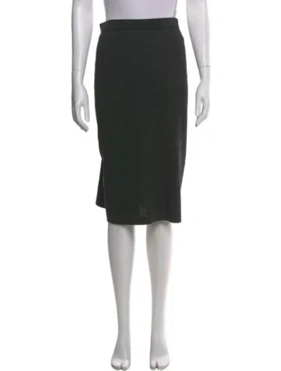 Pre-owned St John Wool Midi Length Skirt In Gray