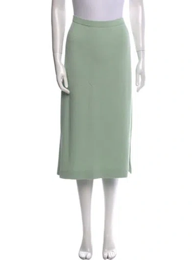 Pre-owned St John Wool Midi Length Skirt In Green