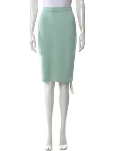 Pre-owned St John Wool Midi Length Skirt In Green