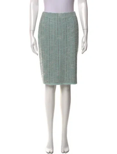 Pre-owned St John Wool Midi Length Skirt In Green