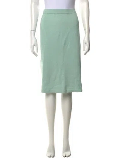 Pre-owned St John Wool Midi Length Skirt In Green