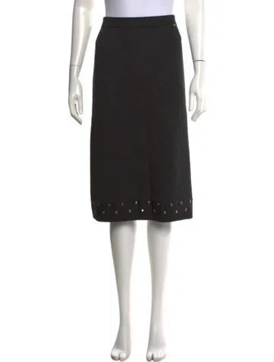 Pre-owned St John Wool Midi Length Skirt In Grey