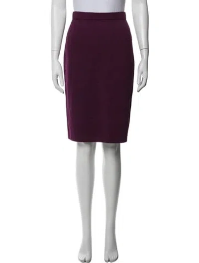 Pre-owned St John Wool Midi Length Skirt In Purple
