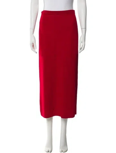 Pre-owned St John Wool Midi Length Skirt In Red