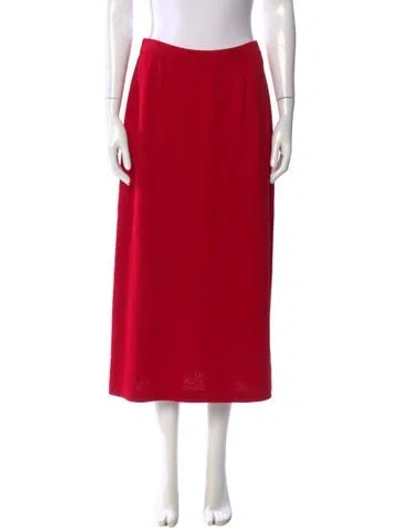 Pre-owned St John Wool Midi Length Skirt In Red