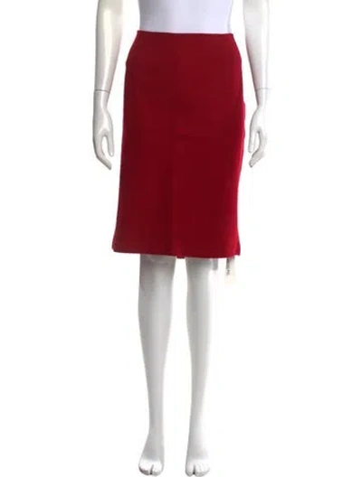 Pre-owned St John Wool Midi Length Skirt In Red