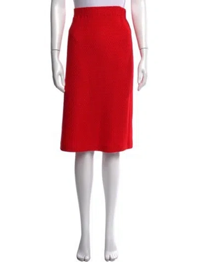 Pre-owned St John Wool Midi Length Skirt In Red