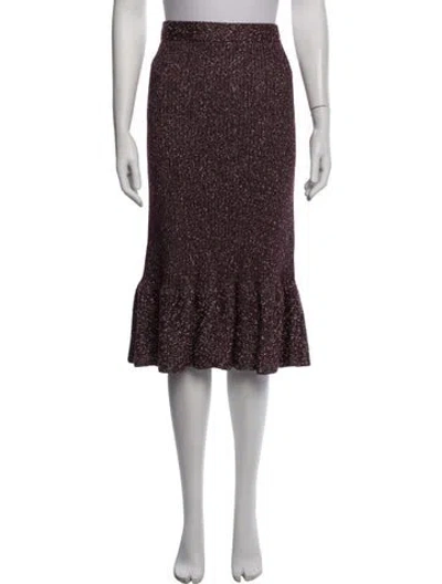 Pre-owned St John Wool Midi Length Skirt In Red