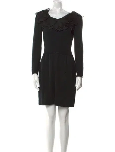 Pre-owned St John Wool Mini Dress In Black