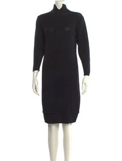 Pre-owned St John Wool Mini Dress In Black
