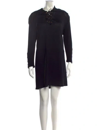 Pre-owned St John Wool Mini Dress In Black